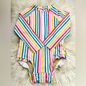 Old Navy Toddler girls stripe swimsuit. Size 12-18 months.